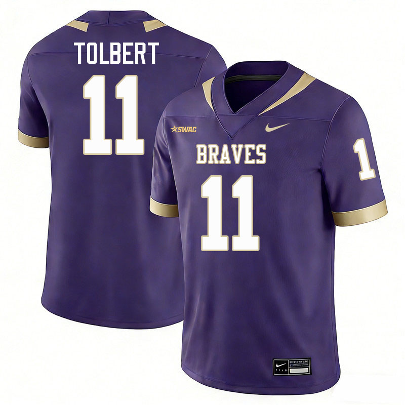 Alcorn State Braves #11 Jaylon Tolbert College Football Jerseys,Uniforms Stitched-Purple